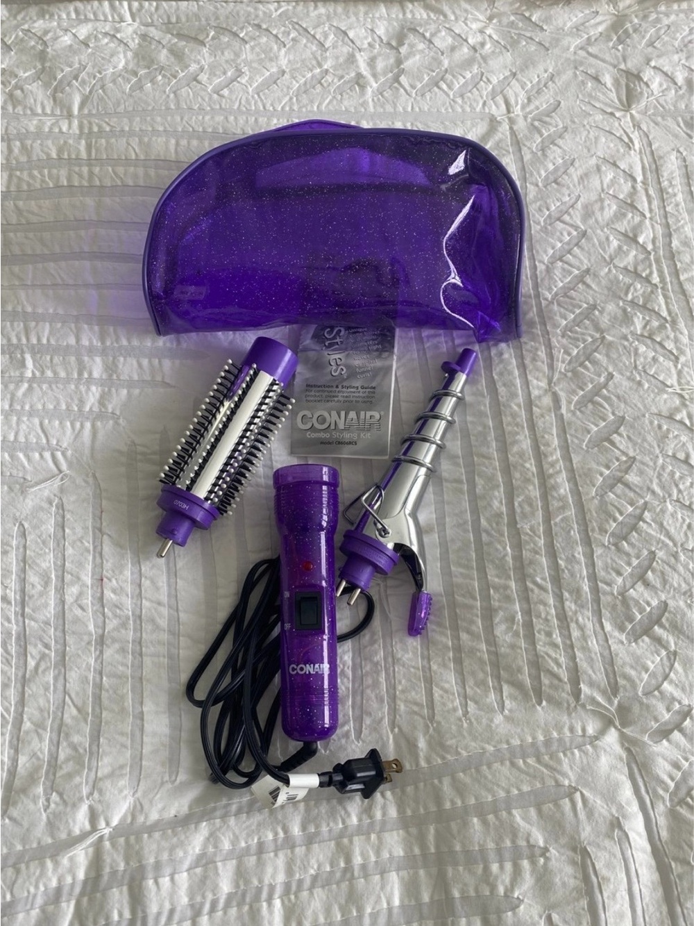 Conair Purple 2-in-1 Styling Set with Glitter Pouch
